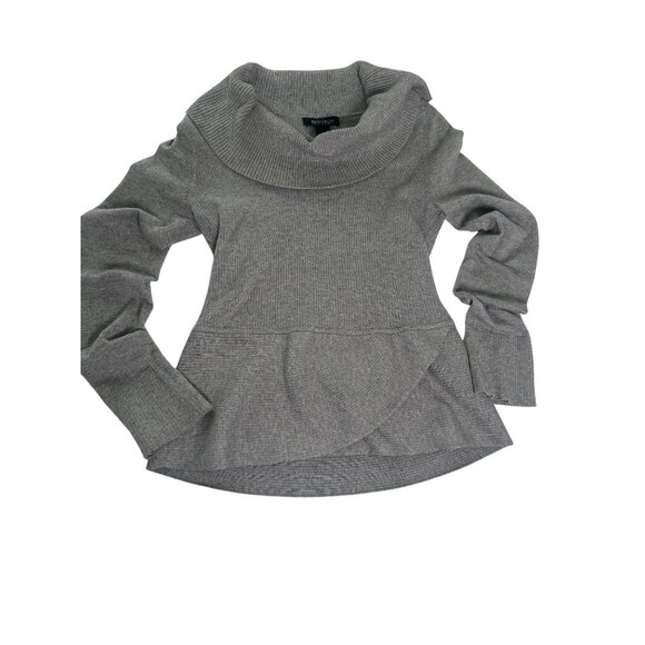 White House Black Market Womens Off-Shoulder Gray Ribbed Knit Sweater S - Picture 5 of 6